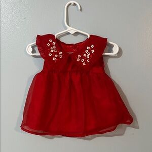 Cat & Jack Red Baby Dress with White Embroidery